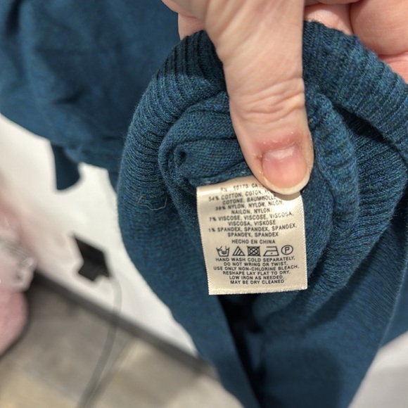 Moth Cowl Turtleneck Sweater‎ Knitted Fabric 3/4 Sleeves Bright Marine Blue W M - Picture 6 of 7